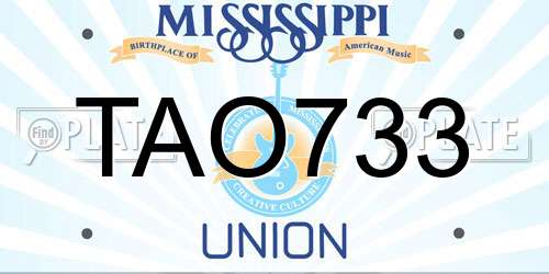 TAO733 Mississippi License Plate