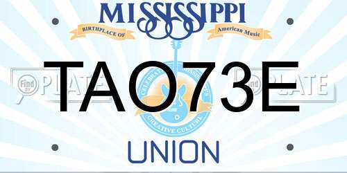 TAO73E Mississippi License Plate