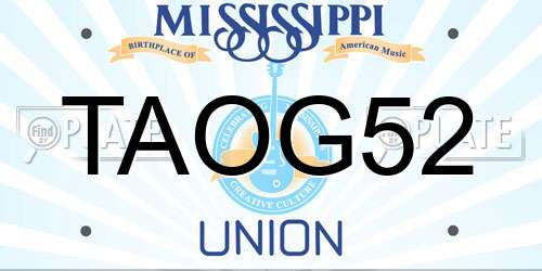 TAOG52 Mississippi License Plate
