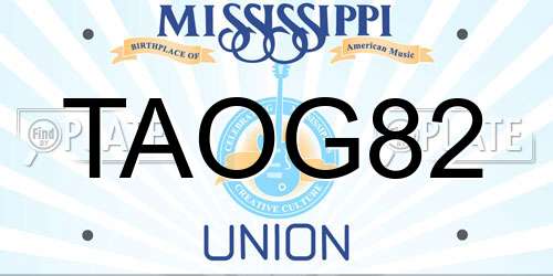 TAOG82 Mississippi License Plate