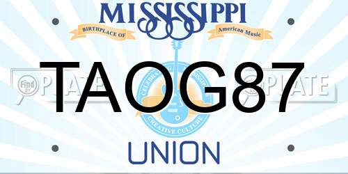 TAOG87 Mississippi License Plate