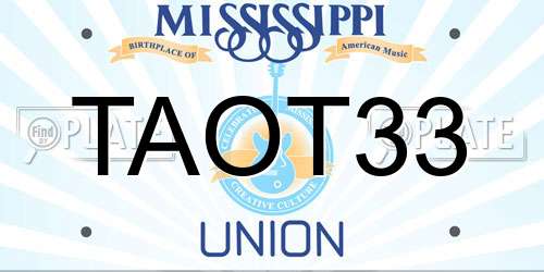 TAOT33 Mississippi License Plate