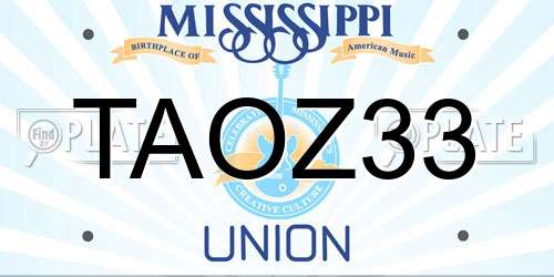 TAOZ33 Mississippi License Plate