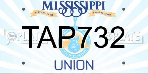 TAP732 Mississippi License Plate