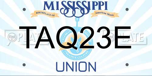 TAQ23E Mississippi License Plate