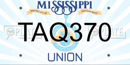 TAQ370 Mississippi License Plate