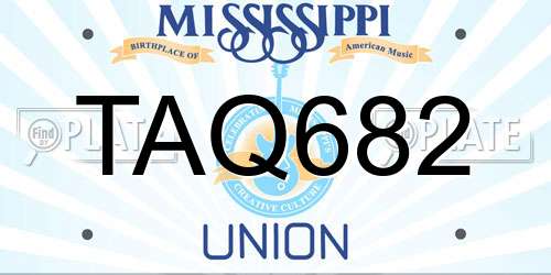 TAQ682 Mississippi License Plate