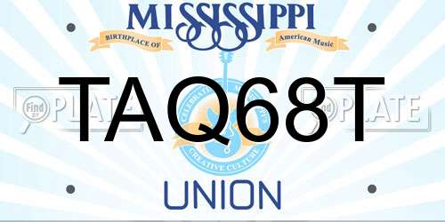 TAQ68T Mississippi License Plate