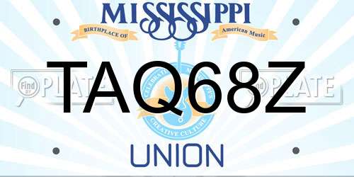 TAQ68Z Mississippi License Plate