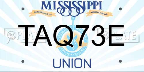 TAQ73E Mississippi License Plate