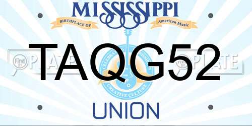 TAQG52 Mississippi License Plate