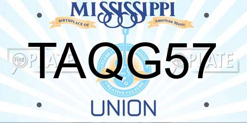 TAQG57 Mississippi License Plate