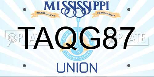 TAQG87 Mississippi License Plate