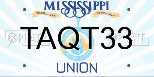 TAQT33 Mississippi License Plate
