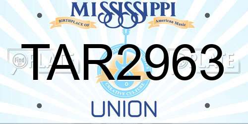 TAR2963 Mississippi License Plate