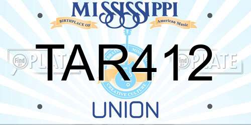 TAR412 Mississippi License Plate