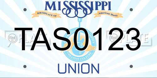TAS0123 Mississippi License Plate