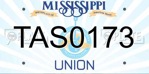 TAS0173 Mississippi License Plate