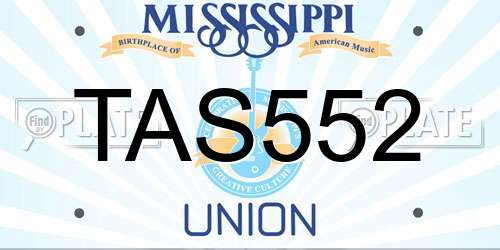 TAS552 Mississippi License Plate