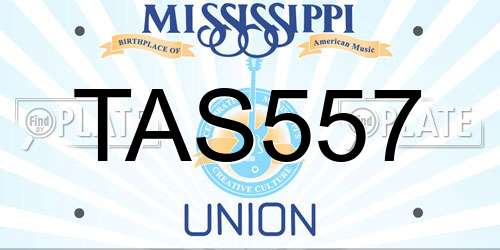 TAS557 Mississippi License Plate
