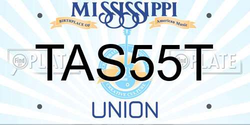 TAS55T Mississippi License Plate