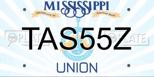TAS55Z Mississippi License Plate