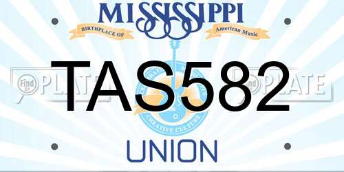 TAS582 Mississippi License Plate