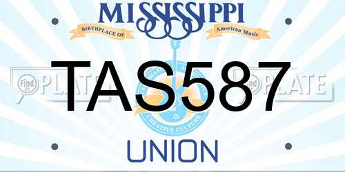 TAS587 Mississippi License Plate