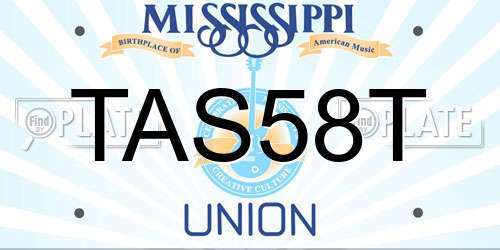 TAS58T Mississippi License Plate