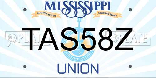 TAS58Z Mississippi License Plate