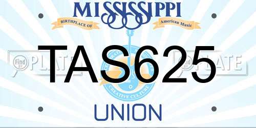 TAS625 Mississippi License Plate
