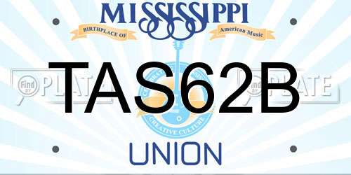 TAS62B Mississippi License Plate