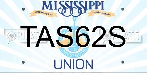 TAS62S Mississippi License Plate