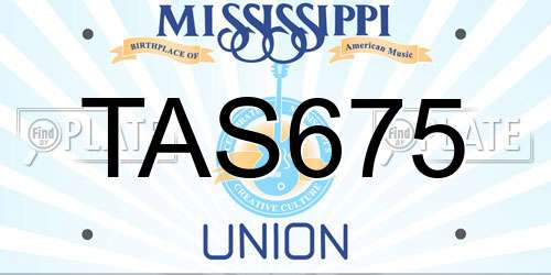 TAS675 Mississippi License Plate