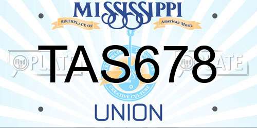 TAS678 Mississippi License Plate
