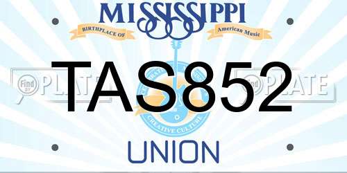 TAS852 Mississippi License Plate