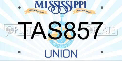 TAS857 Mississippi License Plate