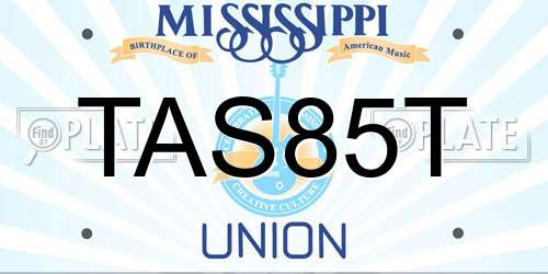 TAS85T Mississippi License Plate