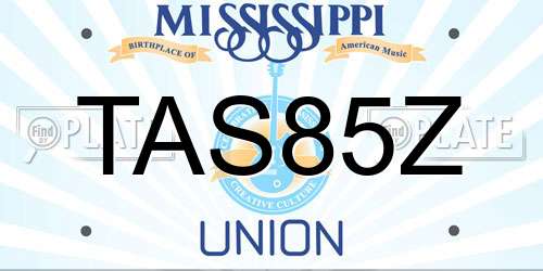 TAS85Z Mississippi License Plate