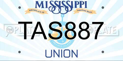 TAS887 Mississippi License Plate
