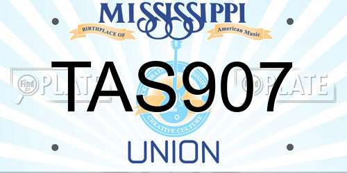 TAS907 Mississippi License Plate