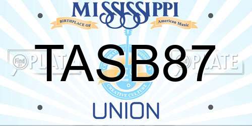TASB87 Mississippi License Plate