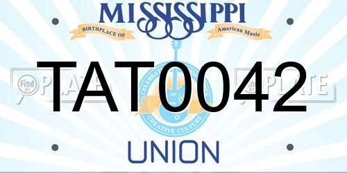 TAT0042 Mississippi License Plate