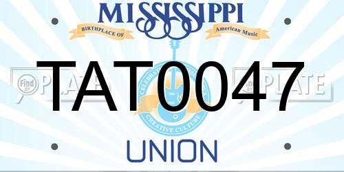TAT0047 Mississippi License Plate
