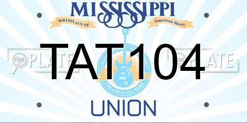 TAT104 Mississippi License Plate