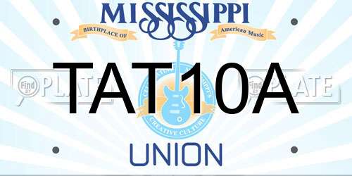TAT10A Mississippi License Plate