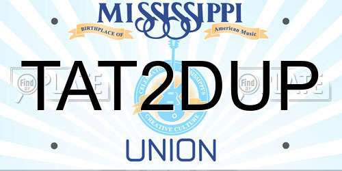 TAT2DUP Mississippi License Plate