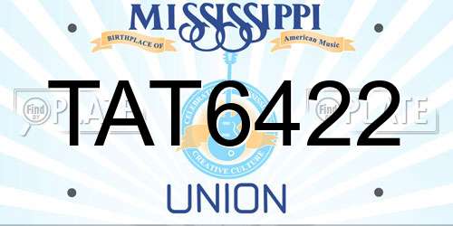TAT6422 Mississippi License Plate