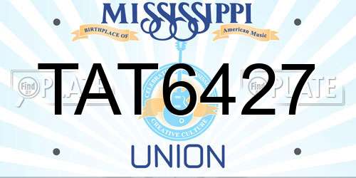 TAT6427 Mississippi License Plate