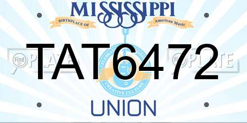 TAT6472 Mississippi License Plate